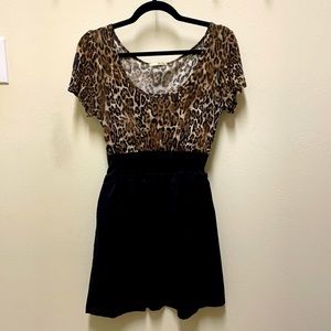 Black and leopard mini dress